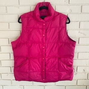 Lands'end Women's Pink Snap Up Goose Down Quilted Puffer Vest Large L 14 - 16